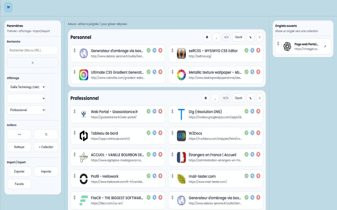 GT Tab Portal : extension Chrome productivité